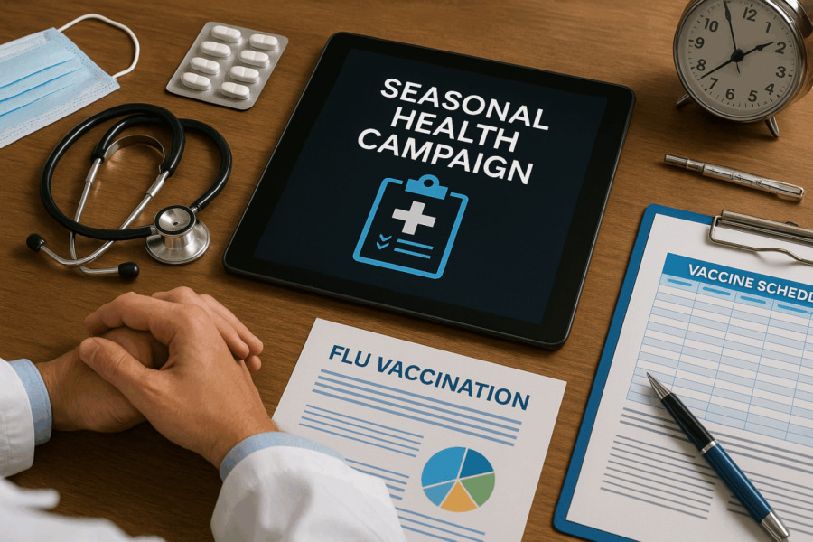 Preventive Healthcare Desk with Seasonal Campaign Tools